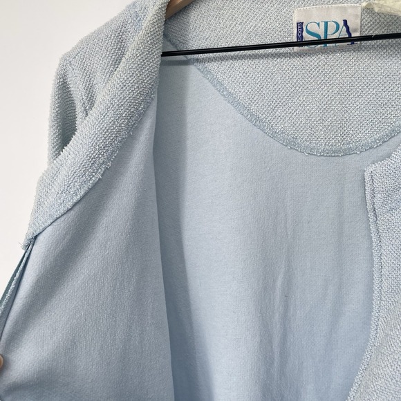 VTG 90s Delicates Spa Terry Cloth Bath Robe Women S Light Blue Pockets Full Zip - Picture 7 of 10